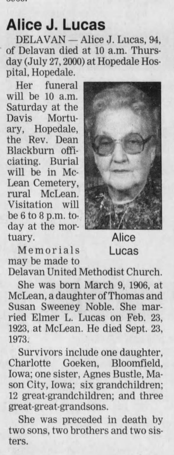 Lucas Alice Noble obituary